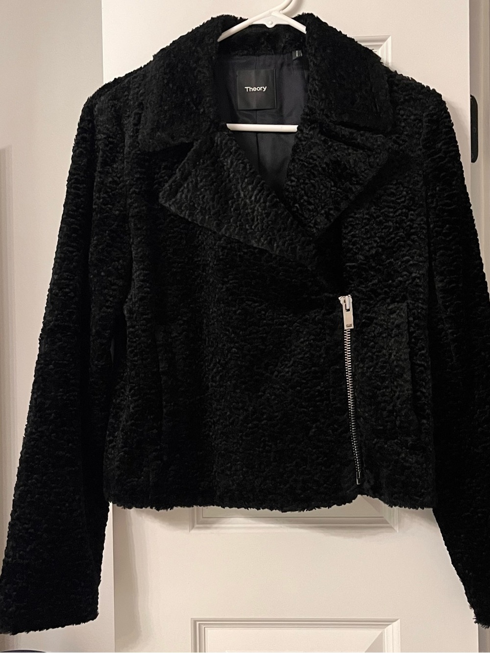 NWOT! Theory Black Faux Shearling Moto Jacket